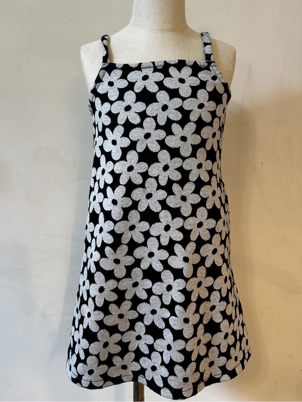 Old Navy Kid Girl Black and White flower Tank Dress Size Small